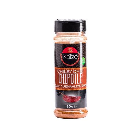 Xatze Chipotle Chilipulver gemahlen, 50g, rauchiges und scharfes Chili-Gewürz aus 100% natürlichen Zutaten.