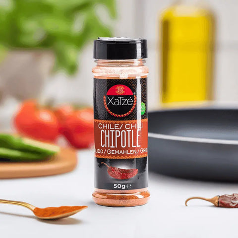 Chipotle Chilipulver von Xatze, 50g – Rauchiges Gewürz für mexikanische Gerichte, ideal für Chili con Carne und BBQ-Saucen.