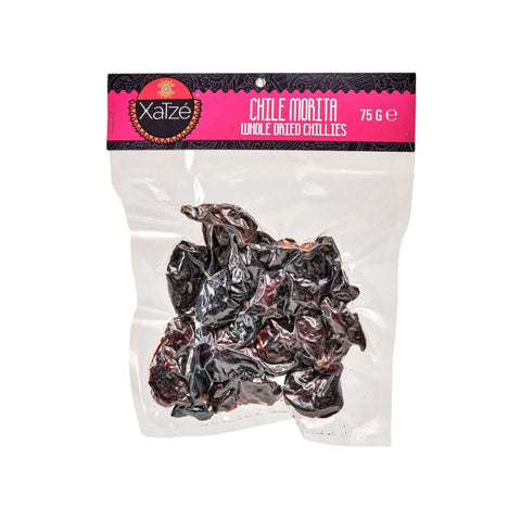 Chipotle Morita Chili getrocknet von Xatze, 75g, ganze getrocknete Morita-Chilis für mexikanische Gerichte.