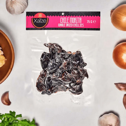 Chipotle Morita Chili getrocknet von Xatze, 75g – rauchig-würzige Chilis in ganzer Form, ideal für Salsas, Eintöpfe und BBQ. Perfekt für authentische mexikanische Gerichte.