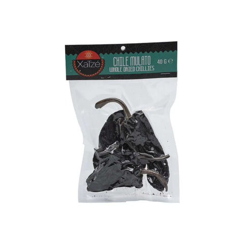 Mulato Chili getrocknet, 40g Packung, ideal für authentische mexikanische Küche.