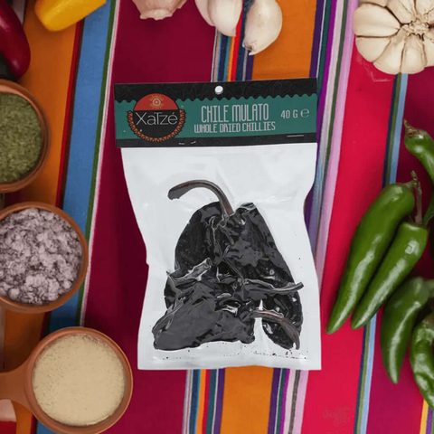 Mulato Chili getrocknet, 40g Packung. Rauchig-süßlicher Geschmack, ideal für mexikanische Gerichte. Hochwertige ganze Chilis für authentische Küche.