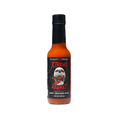 Elijah’s Xtreme Regret Hot Sauce, 148ml, handgemachte Soße mit Carolina Reaper und Scorpion Pepper für extreme Schärfe.