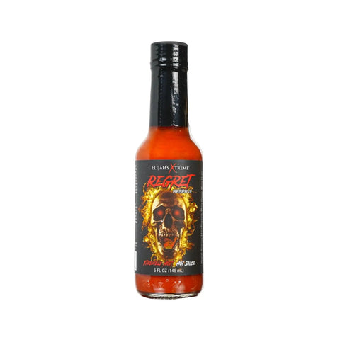 Elijah's Xtreme Regret Reserve Hot Sauce, 148ml, extrem scharfe Soße mit intensiver Carolina Reaper und Scorpion Pepper Mischung.