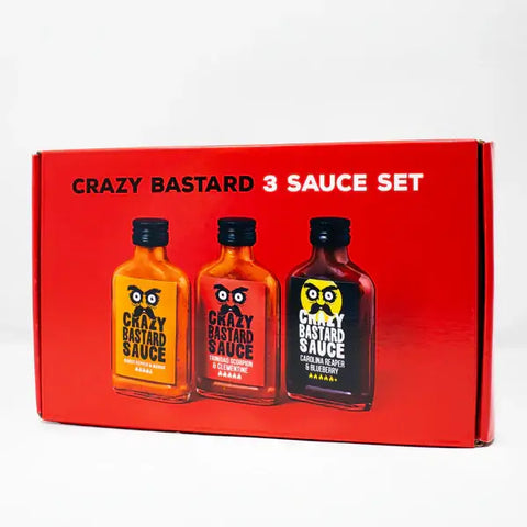 Crazy Bastard 3 x Hottest Geschenkset – Extra scharfe Saucen, 3x100ml