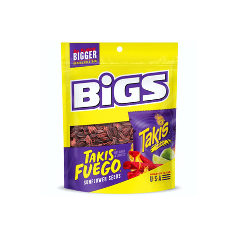 BIGS Takis Fuego Sunflower Seeds, 140g, Sonnenblumenkerne mit scharfem Chili-Limetten-Geschmack.