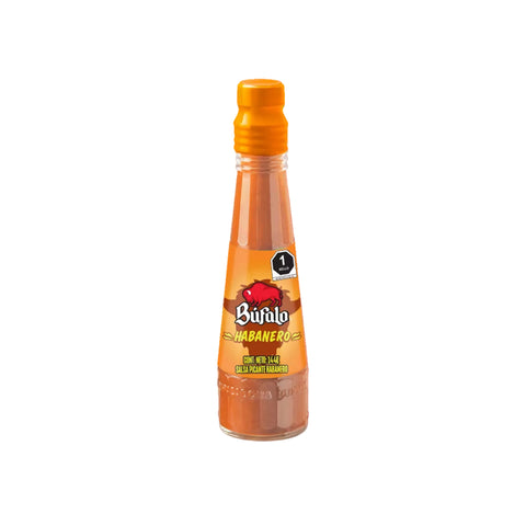 Bufalo Habanero Soße, 145g, scharfe mexikanische Soße mit Habanero-Chili für würzige Gerichte.