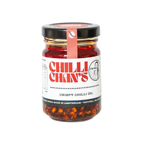 Chilli Chan's Crispy Chili Oil, 100ml Glas, scharfes und knuspriges Chili-Öl, natürlich und glutenfrei, perfekt für asiatische Gerichte.