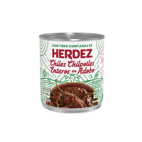 Herdez Chiles Chipotles en Adobo, 215g, ganze Chipotle-Chilis in würziger Adobo-Sauce, ideal für mexikanische Gerichte.