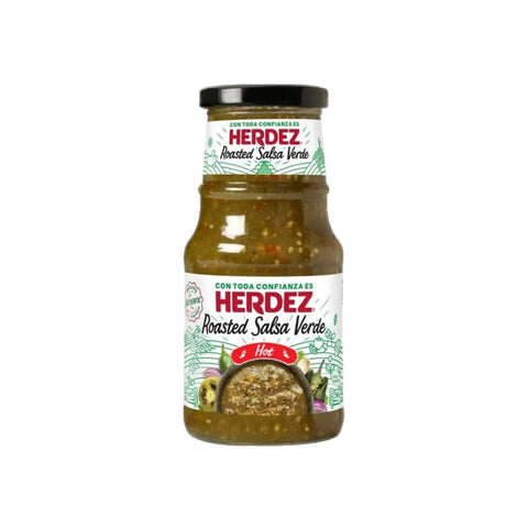 Herdez Roasted Salsa Verde, 240g, traditionelle grüne Salsa aus gerösteten Tomatillos und Jalapeños, würzig und aromatisch.