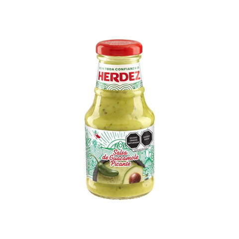 Herdez Salsa de Guacamole Picante, 240g, scharfe Guacamole-Salsa mit Jalapeño und Avocado, cremig und würzig.