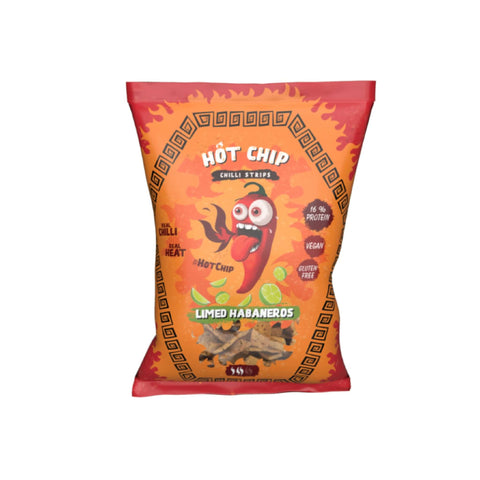 Hot Chip Limed Habaneros Chili Strips, 45g, vegane und glutenfreie Chili-Streifen mit frischer Limettennote und 16% Protein.