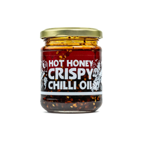 Hot Honey Crispy Chili Oil, scharfes Chili-Öl mit Honig, 100% natürliche Zutaten, ideal zum Verfeinern von asiatischen Gerichten.