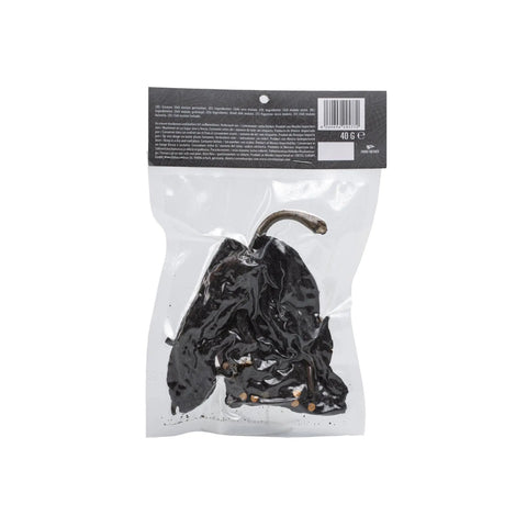 Getrocknete Mulato Chili, 50g – Rauchig-süßlicher Geschmack, ideal für mexikanische Gerichte. Aromatische, ganze Chilis in transparenter Verpackung.
