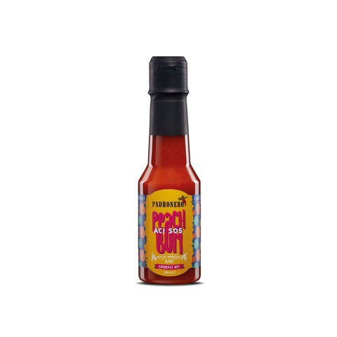 Padronero Peach Butt Hot Sauce, 200ml, fruchtig-scharfe Sauce mit süßem Pfirsich und feurigem Chili.