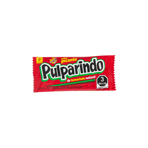 Pulparindo Extra Picante Tamarind Candy, 14g, extra scharfe Tamarind-Süßigkeit mit pikanter Würze.