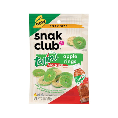 Snak Club Tajín Apple Rings, 71g, fruchtige Apfel-Gummiringe mit einem Hauch von Tajín-Chili und Limette.