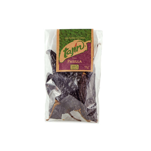 Tajín Chile Pasilla, 75g, getrocknete Pasilla-Chilis mit einem mild-würzigen Geschmack, perfekt für mexikanische Gerichte.