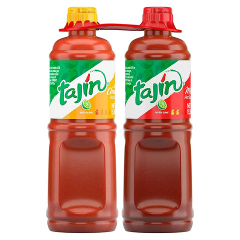 Tajín Classic & Chamoy Hot Sauce Bundle mit zwei Flaschen scharfer Sauce. Perfekt für Obst, Snacks und gegrilltes Gemüse mit mexikanischem Geschmack.