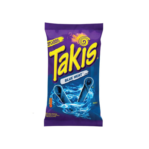 Takis Blue Heat Chips, 280g, leuchtend blaue Tortilla-Chips mit feurig-scharfer Würze, ein außergewöhnlicher Snack.