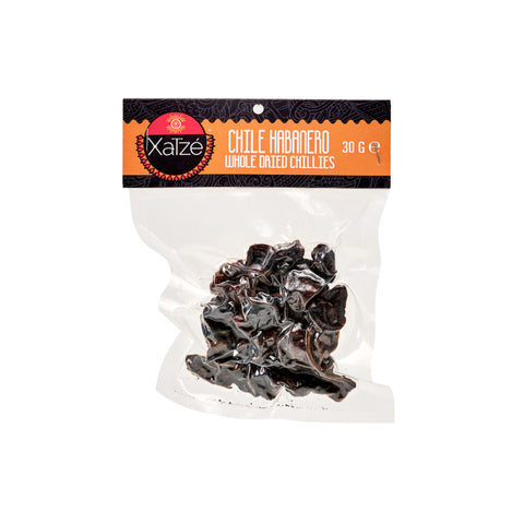 Xatze Chile Habanero, ganze getrocknete Habanero-Chilis, 30g Packung, für extra scharfe Gerichte.