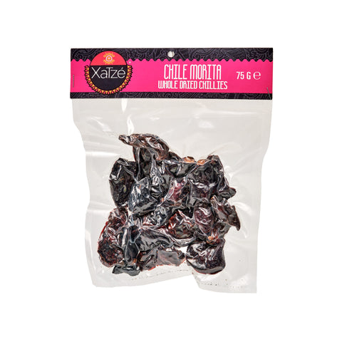 Xatze Chile Morita, 75g, ganze getrocknete Morita-Chilis für mexikanische Gerichte.